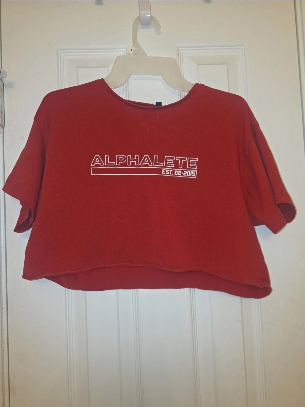 Alphalete Red Kids Cropped Logo Tee